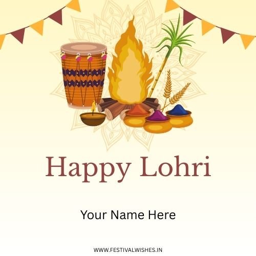 Lohri Wishes with Name – Create Personalized Festive Card